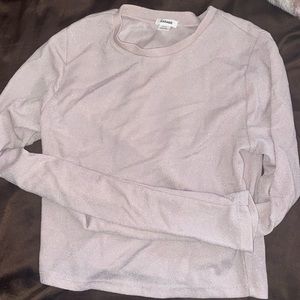 Pink sparkly long sleeved crop top, size small, From Garage